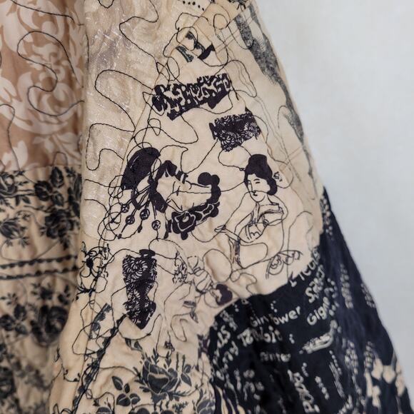 Vintage quilt patchwork coat Size XL black and tan Grandmacore Retro Cottage - Picture 5 of 9